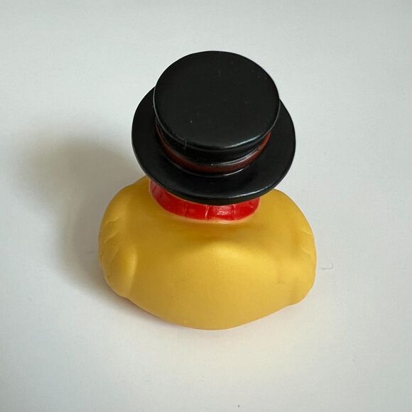 Rubber Duckie Winter Holiday Christmas Black Top Hat & Red Scarf NWT - Picture 2 of 5